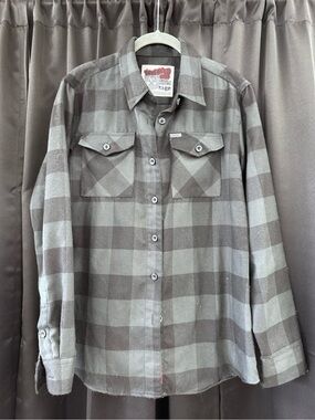 DIXXON Gray and Dark Gray Plaid Men's Button-Down Shirt